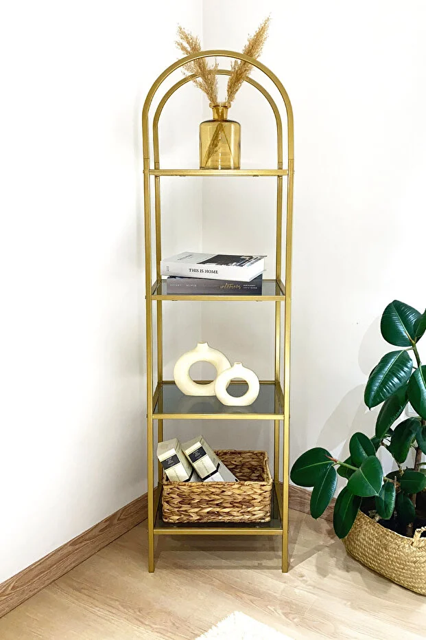 Mona Gold Köşe Kitaplık Dekoratif Aksesuar Rafı Mutfak Rafı 40cm Füme Camlı Mona Gold Köşe Kitaplık Dekoratif Aksesuar Rafı Mutfak Rafı 40cm Füme Camlı
